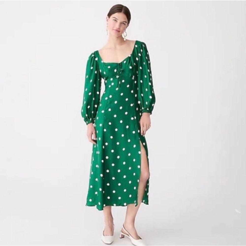 J.Crew Sweetheart long-sleeve midi dress in polka dot - Picture 6 of 7